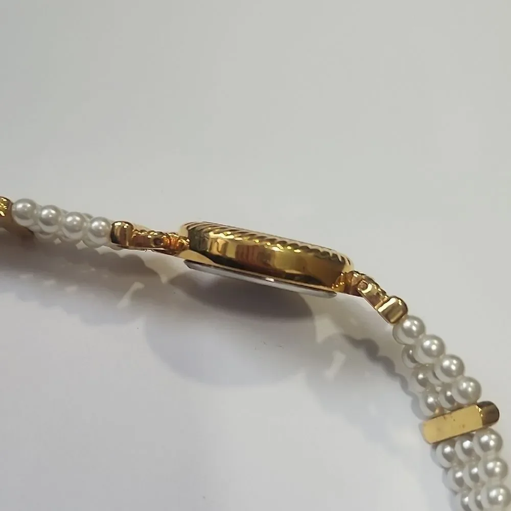 Vintage Gold Tone and Faux Pearl Women's Watch